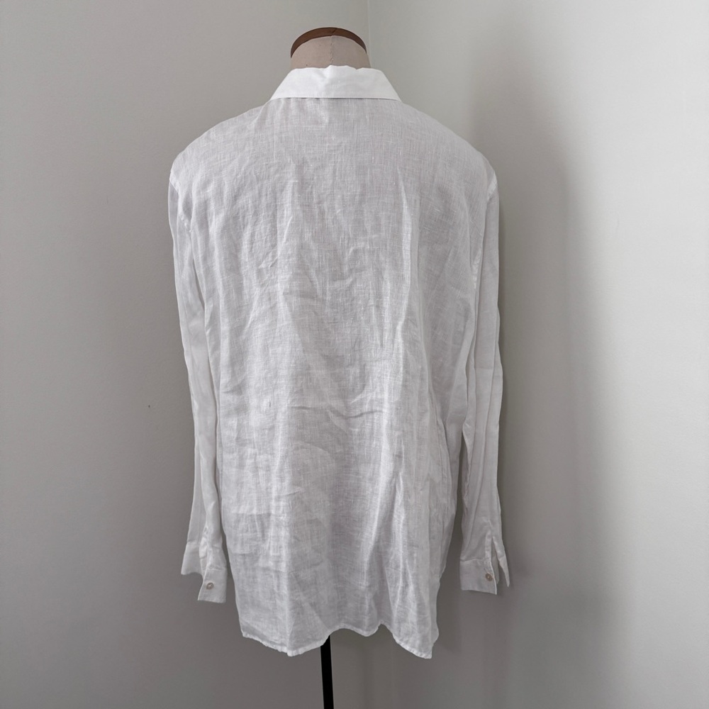 J Jill XL LOT of Two White 100% Linen Long Sleeve Button Down Blouse Tops - Picture 3 of 14